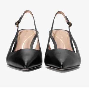 Cole Haan Black Leather Slingback Kitten Heel Pumps Womens 10.5 B thumbnail 3