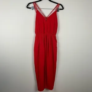 Few Moda Pricilla Strappy Red Slip Dress V-Neck Midi Small‎ NWT thumbnail 3