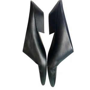7 Vince Vigo Black Leather Mule minimalist Block Heel Bootie Backless Slip-on thumbnail 6