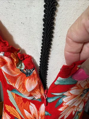 Forever 21 Red Floral Ruffled Midi Dress thumbnail 8