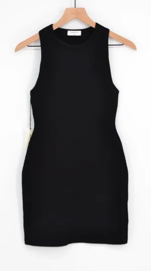 NEW Aritzia Babaton Sculpt Knit Racer Mini Dress Black Ribbed Bodycon Womens S thumbnail 1