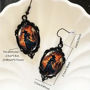 Vintage Style Witch-Themed‎ Black Lace Drop Earrings with Glass Accents thumbnail 9