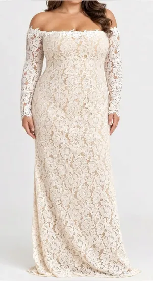 LULUS Romance Dreamer Lace Off-the-Shoulder Dress, White, 2X thumbnail 1