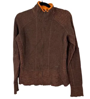 Mountain Hardwear Wool Blend Sweater Brown Full Zip Fleece Lined Women's Medium thumbnail 1