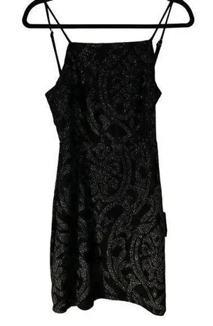 Lulus Sequin Mini Dress Size Small HOCO Homecoming Cocktail Black Low Back NWT thumbnail 1