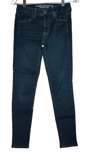 American Eagle Outfitters Women's‎ Super Stretch Dark Wash Skinny Jeans 2 Short thumbnail 1