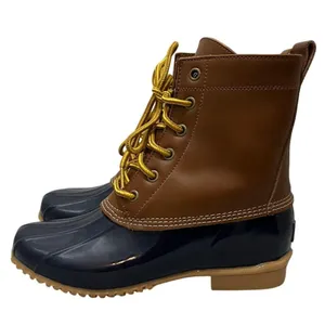 NWOB G.H. Bass & Co. Six Eyelet Waterproof Duck Boots Navy and Brown Women's 7 thumbnail 1