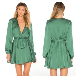 Lovers + Friends Ivy Dress Fit and Flare‎ Long Sleeve Green Small thumbnail 2