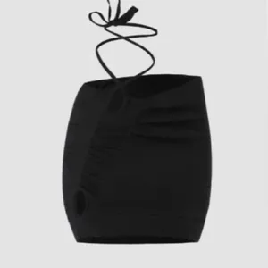 Cider Solid Ruched Mini Skirt With Strap Black S NWT thumbnail 6