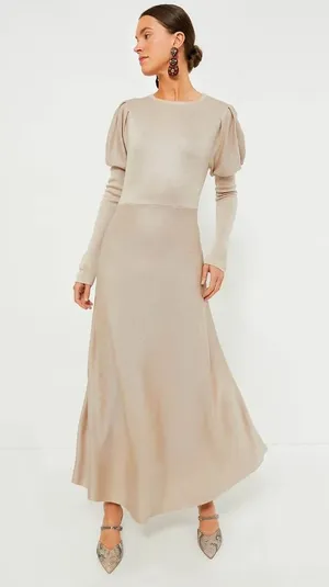 NWT Tuckernuck POMANDER PLACE Brielle in Tan Knit Maxi Sweater Dress S thumbnail 1