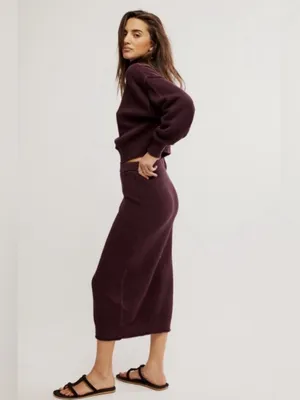 Free People Hailee Sweater Skirt Set in Vintage Wine S thumbnail 12