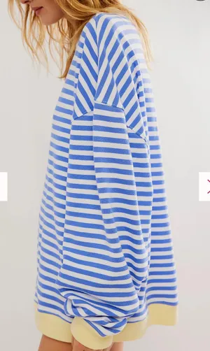 Free People Classic Stripped Oversized Crewneck thumbnail 2