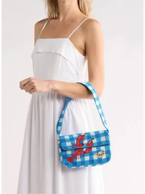 NWT Sol and Mer Hand Beaded Lobster Shoulder Bag Coastal Beach Nautical Purse thumbnail 2