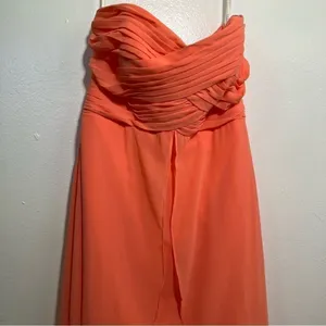 David's Bridal Womens Sz 8 Strapless High Low Dress with Front Detail Coral Reef thumbnail 4