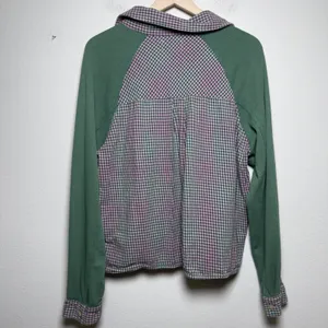 Oli & Hali Womens 100% Cotton Button Up Shirt M Green Pink Gingham Waffle Knit thumbnail 4