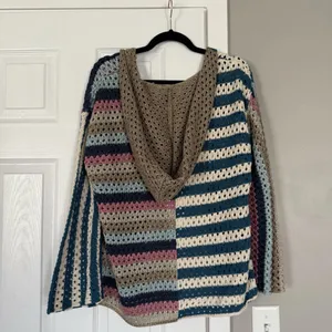 Elan Nara Crochet Blue Pink Multicolor Sweater Cardigan NWT thumbnail 8