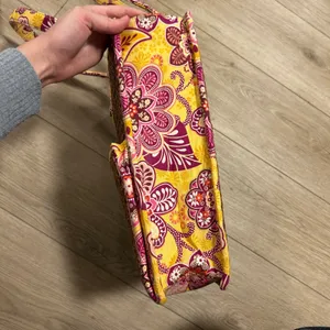 Vera Bradley Paisley Rattan Straw Wicker‎ Weave Tote Bag Floral Yellow Boho thumbnail 12