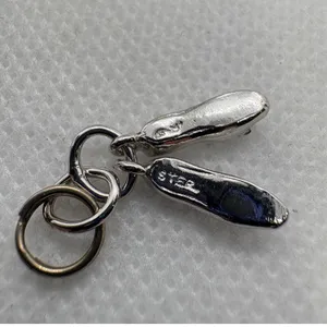Sterling Silver Ballet Slippers Charm Vintage Pair of‎ Shoes Pendant 1.28g thumbnail 4