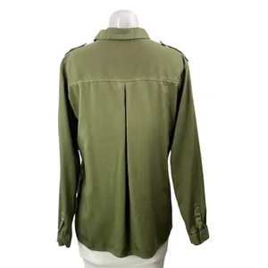 Zara Women's Green Pocket Long Sleeve Collared Button Down Shirt Top Size S thumbnail 3