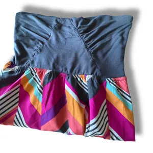 Roxy‎ Womens Strapless Dress Multicolor Chevron Gray Bodice M Teal Orange Black thumbnail 5
