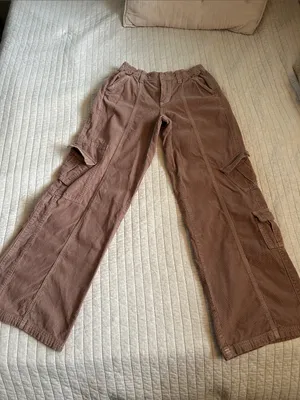 Urban Outfitters BDG Mauve Y2K Corduroy Low-Rise Cargo wide leg cotton Pants S thumbnail 2