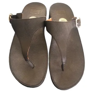 FitFlop Women's Lulu Leather Toe-Post Thong Sandals 7 Black Micro Wobbleboard thumbnail 2