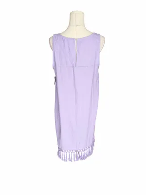 For Cynthia - NWT Lilac Linen Blend Fringe Hem Shift Dress Sz S thumbnail 4