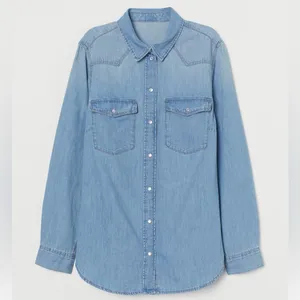 H&M Oversized denim button down shirt size small thumbnail 4