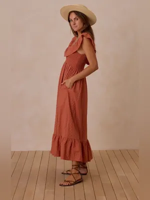 Rylee + Cru Gia Women’s Cotton Floral Burnt Orange Dress S thumbnail 2
