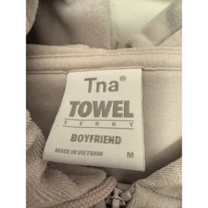 Aritzia Tna Towel Terry Boyfriend‎ Zip Hoodie Mauve Grey Oversized Medium 98376 thumbnail 3