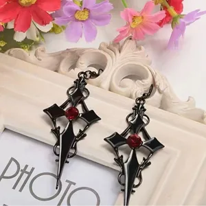 Retro Style Gothic Black Cross Earrings Funky Vintage Style Faux Fashion Jewelr thumbnail 5