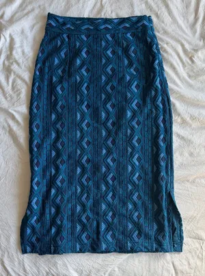 Anthropologie blue knit midi skirt thumbnail 1