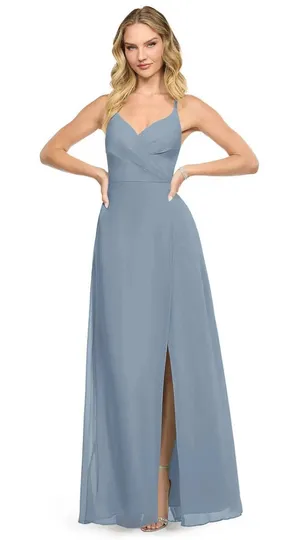 NWT Azazie Davis Bridesmaid Dress Chiffon Long Formal Gown Dusty Blue A4‎ thumbnail 1