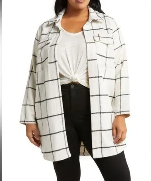 Melloday Plaid Open Front Jacket Size 2X thumbnail 1