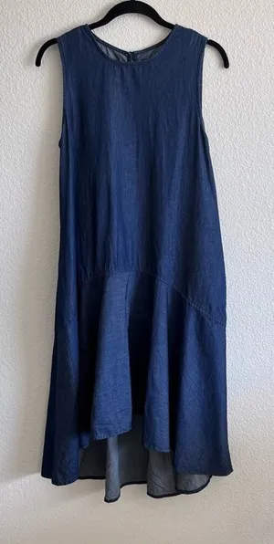 The Limited Sleeveless High-Low Denim Cotton Fit‎ & Flare Chambray Cotton Boho thumbnail 1
