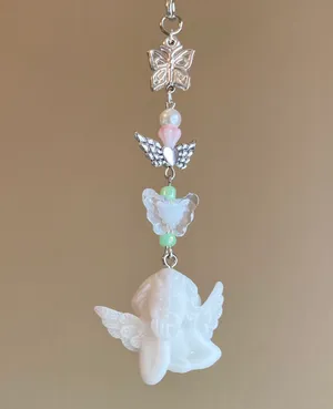 Handmade aesthetic Kawaii fairy vintage goth angel/ cherub phone strap/bag charm/keychain/display👼❤️ thumbnail 2