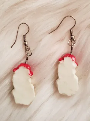 Vintage Christmas snow men earrings Red thumbnail 4