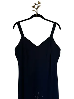 Vintage R&M Richards Maxi Dress Navy Blue Beaded Evening Special Occasion Party thumbnail 3
