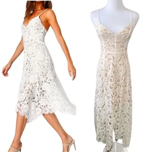 Lulu's One‎ Wish Handkerchief Dress White Lace Midi XS Cruise Wedding Event NWT thumbnail 2