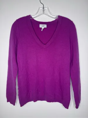 Loft Purple Cashmere V-Neck Cozy Women's Sweater thumbnail 2