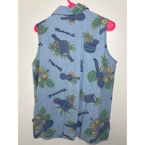 EDC Group Esprit button-down shirt light blue cotton Hawaii SZ M 90s Vintage thumbnail 2