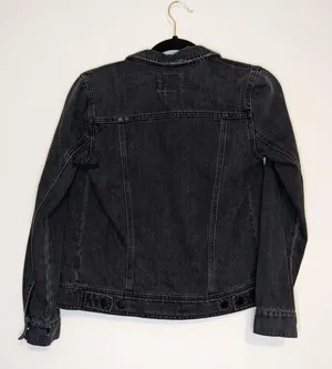 old navy distressed black denim jacket  thumbnail 5