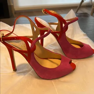 Ivanka Trump Pink and Red Peep-Toe Heels size 7 thumbnail 2