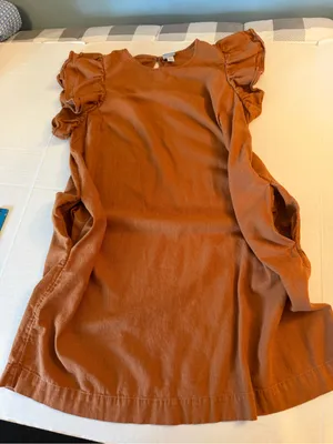 a new day Rust Brown Ruffle Sleeve women’s Dress size Large linen blend thumbnail 8