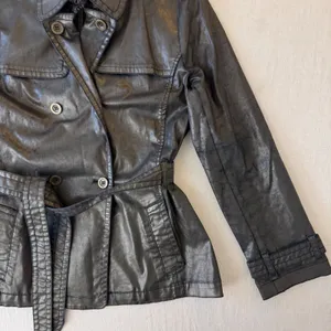 Dismero Italian Made Metallic Trench Jacket Womens 10 Belted Moto thumbnail 5