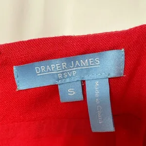 Draper James RSVP Squareneck‎ Puff Sleeve Linen Blend Dress in Red Size Small thumbnail 4