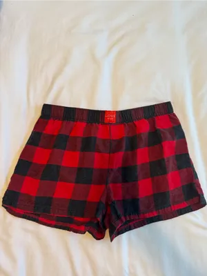 GAP Red and Black Buffalo Plaid Lounge Shorts thumbnail 3