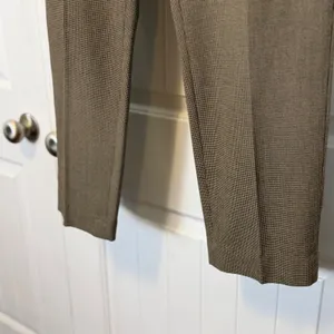 Eleven Luxe Dress Pants 10 Brown Micro Houndstooth High Waist Straight Leg Zip thumbnail 8
