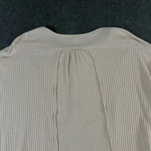 Free People Women‎ Beige Waffle Knit Ribbed Henley Thermal Top Small OB1013778 thumbnail 12
