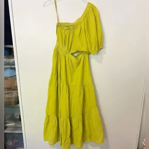 ANTHROPOLOGIE VELVET GRAHAM &‎ SPENCER Christa Maxi Dress Limelight One Shoulder thumbnail 5